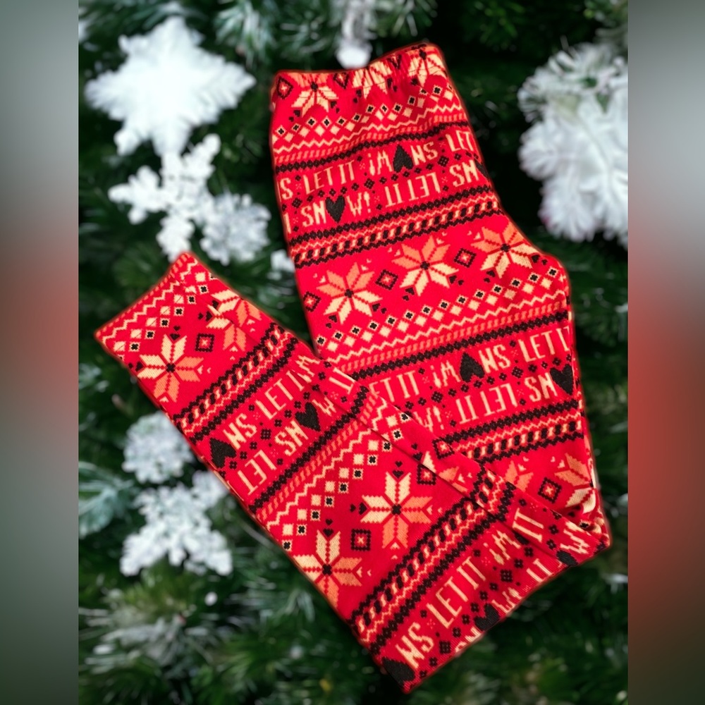 Women’s, Snowflake, Let It Snow, Print, Knit Leggings, Sz. Lrg